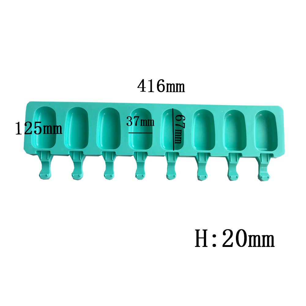 8 Molino de helado ovalado de silicona Molde de helado Molde de helado Molde de helado Molde de helado de helado blanco Molde de silicona de helado