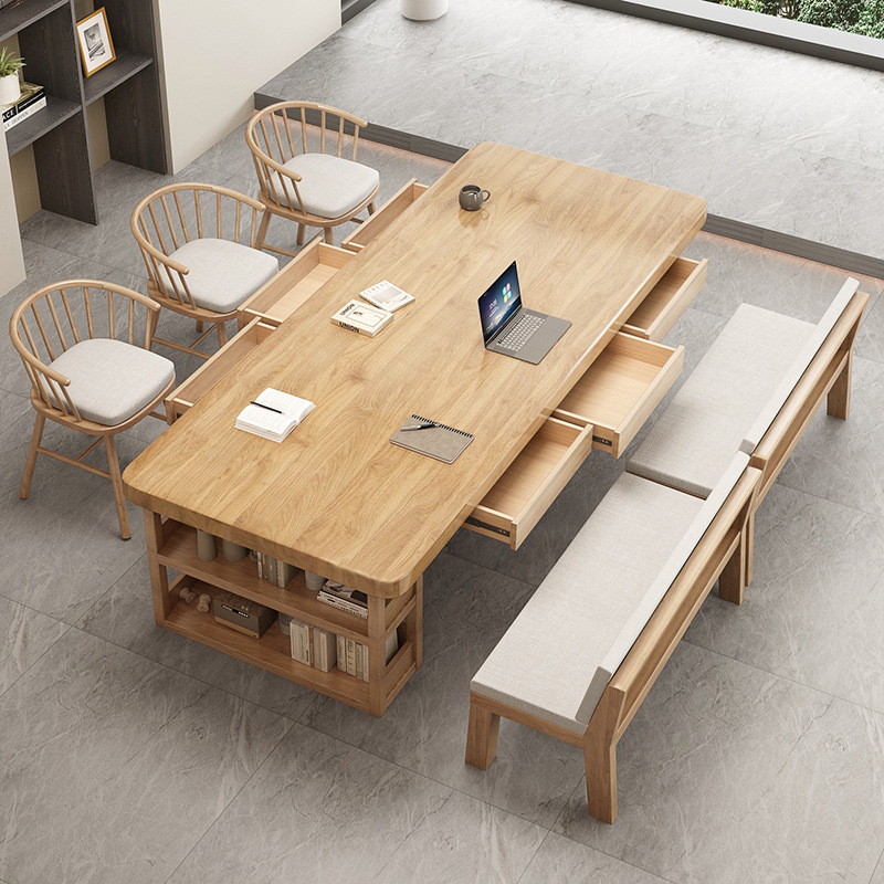 All Solid Wood Large Desk Log Style Office Computer Desk Workbench Reading Study Table Writing Desk Rectangular Table All Solid Wood Large Desk Log Style Office Computer Desk Workbench Reading Study Table Writing Desk Rectangular Table