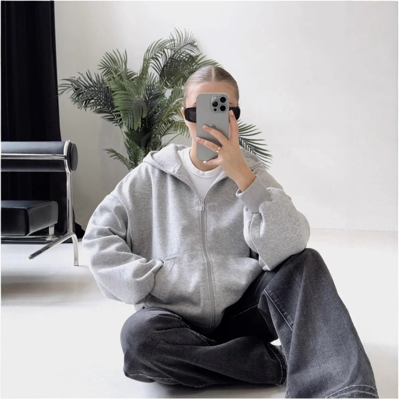Zipper Cardigan Hooded Sweatshirt for Men and Women Spring and Autum 2025 New Loose Velvet Thickeneded American Retro Jacket Zipper Cardigan Hooded Sweatshirt for Men and Women Spring and Autum 2025 New Loose Velvet Thickeneded American Retro Jacket