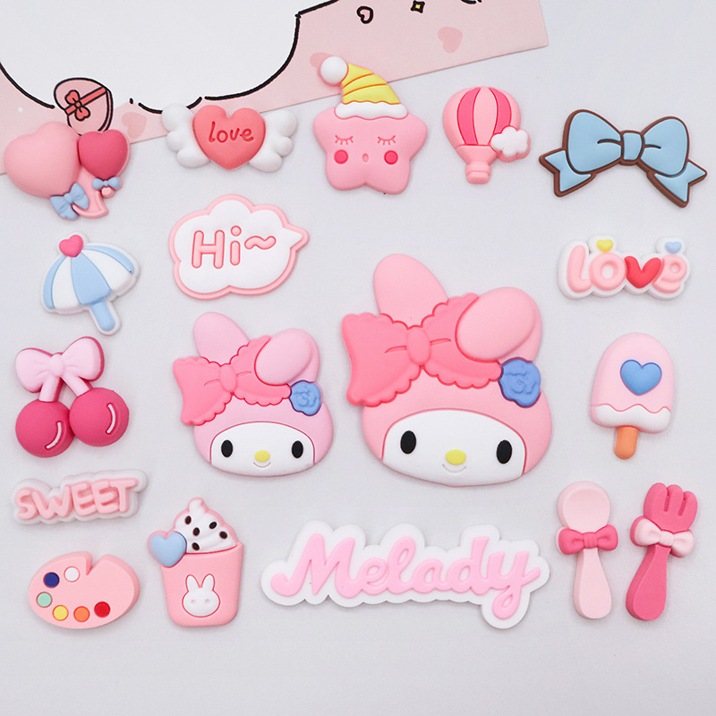 花朵小美兔PVC软胶配件diy装饰贴片手机壳配饰材料ipad壳鞋子拖鞋