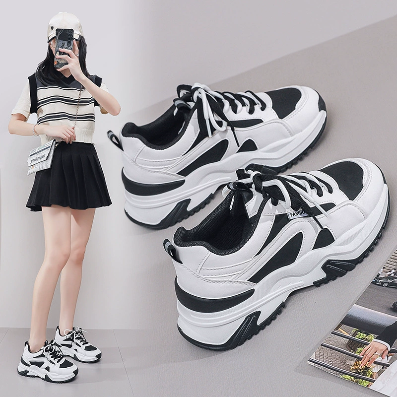 Женские кроссовки Dad Shoes 2025 Весна Новые дышащие кроссовки Корейская версия Универсальные кроссовки на толстой подошве для увеличения роста Повседневные кроссовки A28.