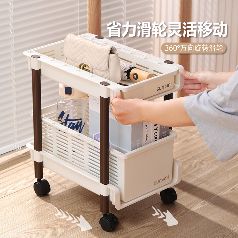 Retro office desktop storage rack under table movable pulley study desk file study bag storage rack