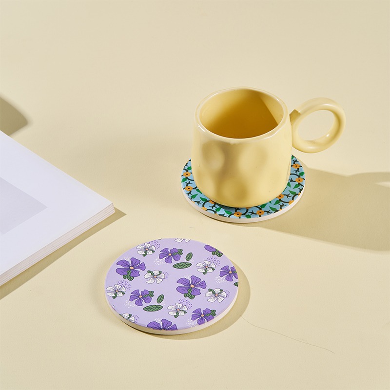 Absorción de agua almohadilla de taza de barro de diatomeas puede imprimir logotipo aislamiento térmico a prueba de quemaduras almohadilla de taza de té de cerámica antideslizante personalizada