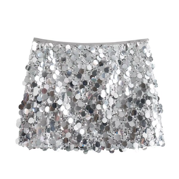 Cross-Border Foreign Trade 2025 Winter European and American Style Women's Sexy A-Line Skirt High-Waisted Hip-Hugging Sequined Mini Skirt