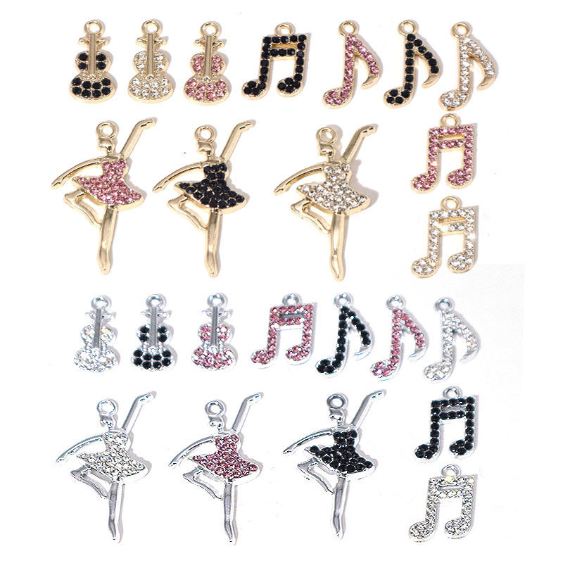 New Alloy Diamond-Encrusted Ballerina Note Pendant DIY Bracelet Necklace Keychain Jewelry Accessories W784 New Alloy Diamond-Encrusted Ballerina Note Pendant DIY Bracelet Necklace Keychain Jewelry Accessories W784
