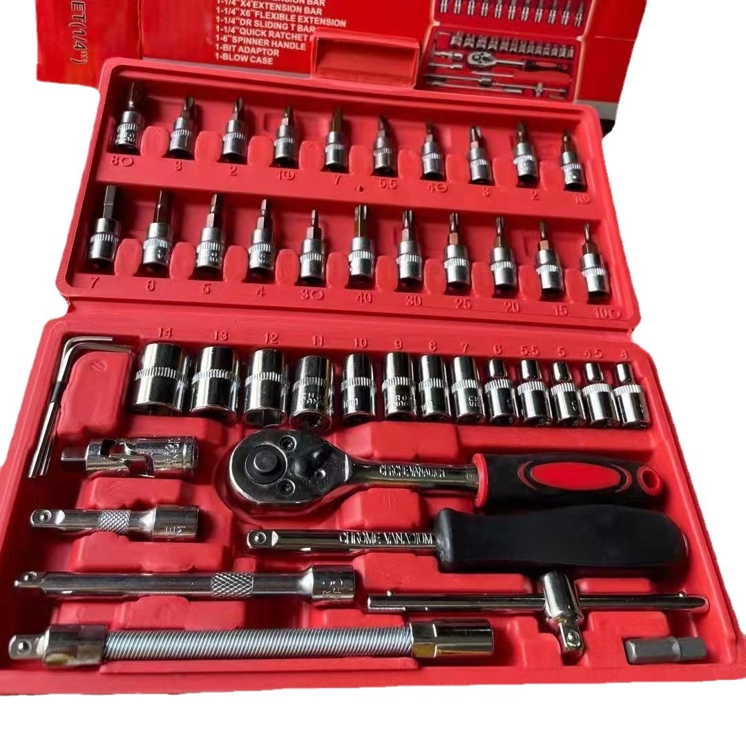 Fabricante en stock reparación de la máquina reparación de automóviles manga S2 rojo lote cabeza 46 piezas 53 Piezas 32 piezas con conjunto de herramientas de coche cromo vanadio acero