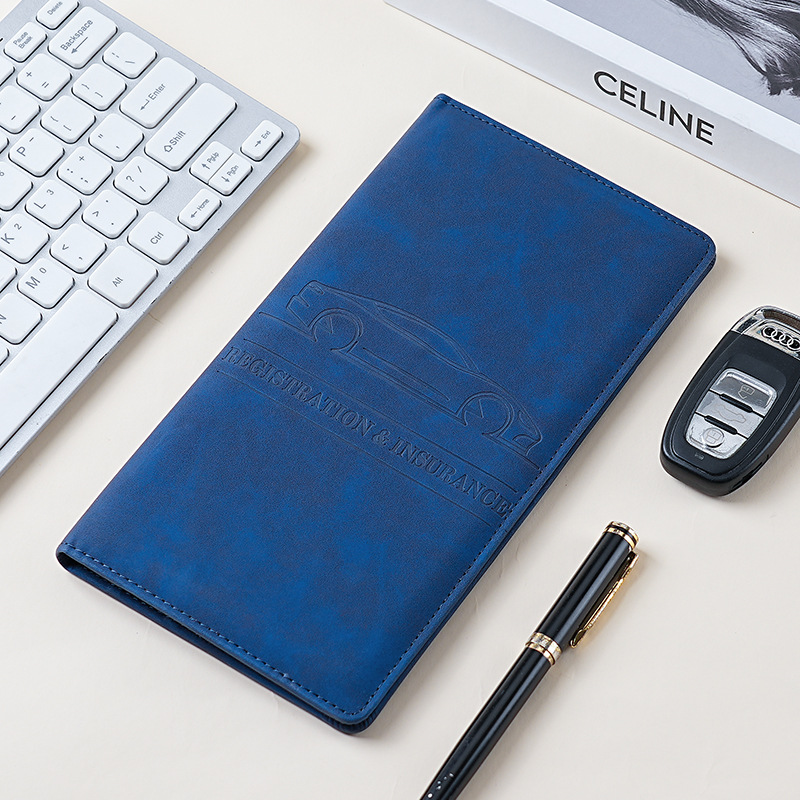 Bolsa de identificación de automóviles de cuero bolsa de tarjetas de registro de automóviles y titular de seguros multifuncional PU carpeta de documentos de automóviles