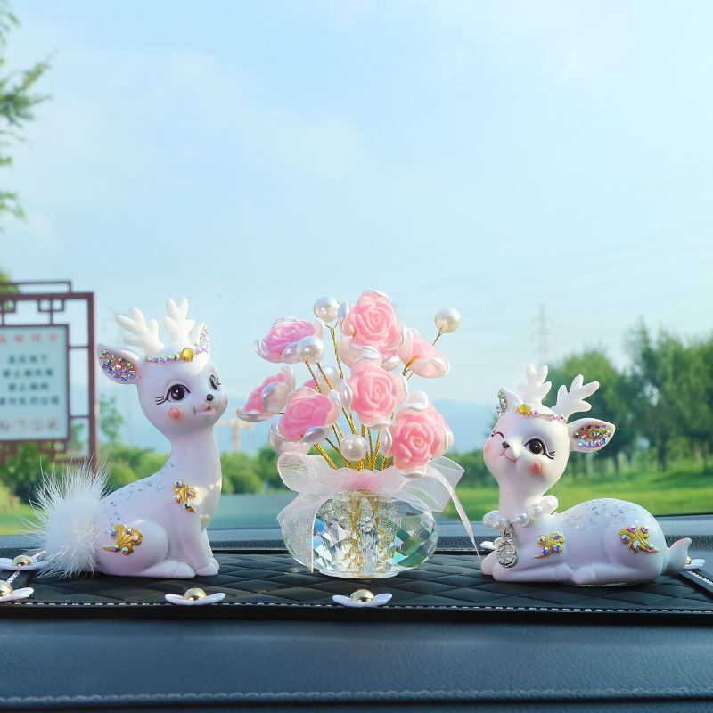 New Car Interior Decoration Ornament: "Safe Journey" Deer, High-End Goddess Dashboard Cloud Deer for Vehicles