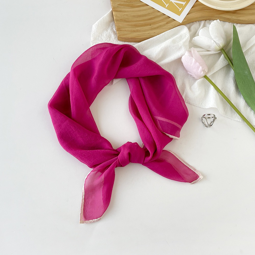 50g Weight Silk Scarf Classification Holiday, Street Occasion Moire Yarn Material Solid Color Pattern Spring&Summer Season Women's Gender Simple Style Style Women's Simple Style Solid Color Moire Yarn Silk Scarf 11