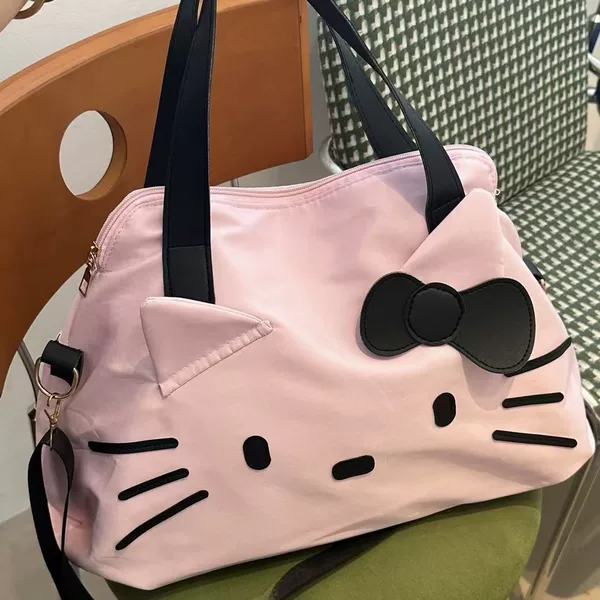 Portable Short-Distance Travel Bag Large Capacity Kt Student Luggage Bag Hello Kitty Girl Shoulder Bag Cartoon Tote Bag for Women