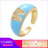 Ring with letters, adjustable accessory, micro incrustation