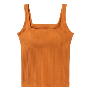 Cotton Camisole Women's Beautiful Back Underwear Bra-free Cup One-piece Bottoming Strapless Inner Square Collar Vest