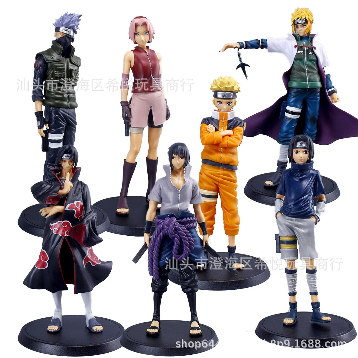 PVC Figure Set (Naruto) — Kakashi, Naruto, Sakura Desktop Ornaments, Multi‑pose Kit