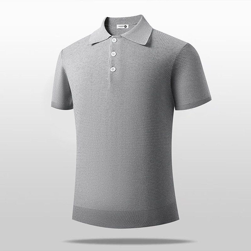Polo camiseta de punto camiseta de manga corta camiseta de hombre con solapa viejo estilo de negocios texturas de hielo verano fábrica transfronteriza al por mayor