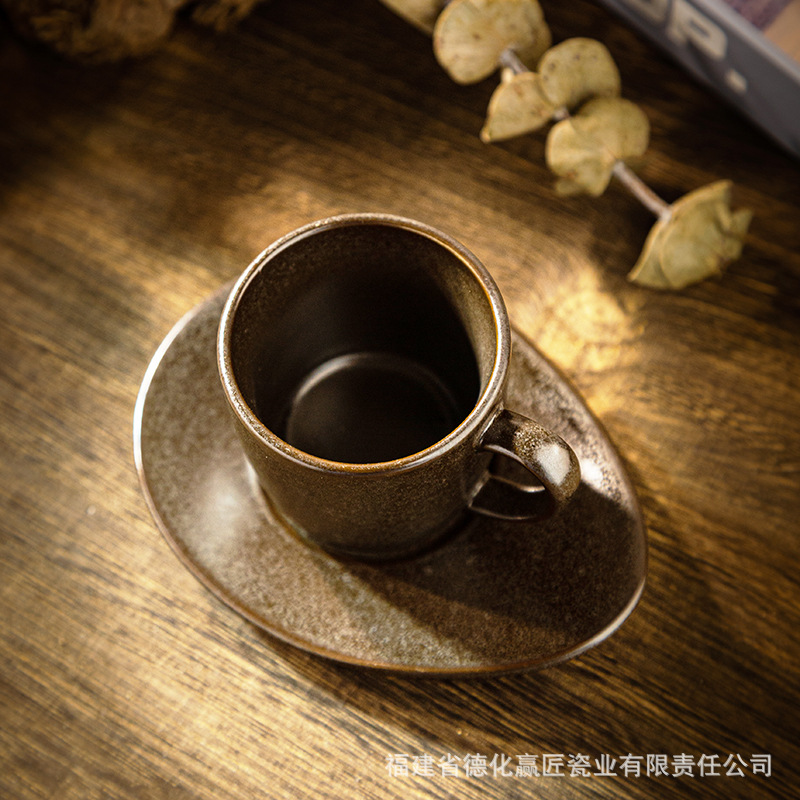 Transfronterizos de almacenamiento de tierra horno europeo alemán taza de café plato de pequeña capacidad taza de café espresso italiano taza de café vintage