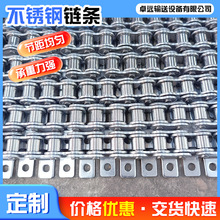 304不锈钢工业传动链条双节距滚子链条单双耳弯板耐腐蚀传送链条