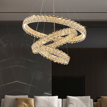 客厅水晶吊灯意式轻奢圆环灯现代简约高级感卧室灯新款中山灯具