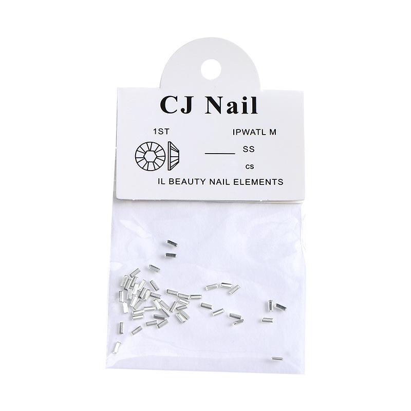 Shijia mismo estilo de uñas joyería plana lujo rhinestone Super brillante rectangular forma trapezoidal tamaño pequeño mezclado 50 unidades