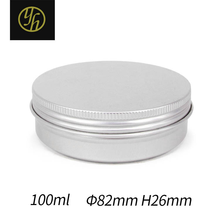现货82*26mm螺纹铝盒发蜡膏体茶叶铝瓶试用装金属铝盒100g