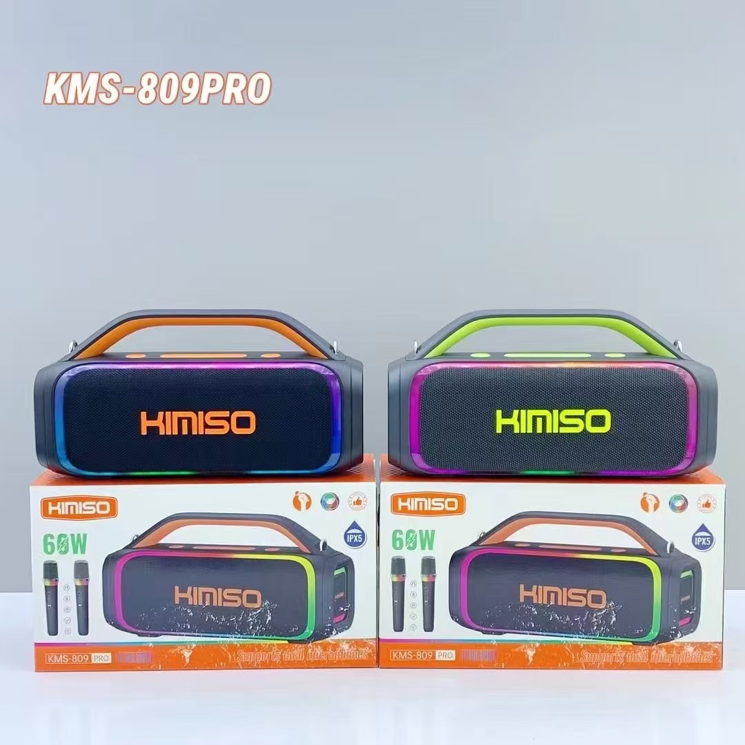 Bocina de Karaoke Bluetooth Portátil KMS-809PRO 40W con Subwoofer Potente, para Exteriores y Fiestas