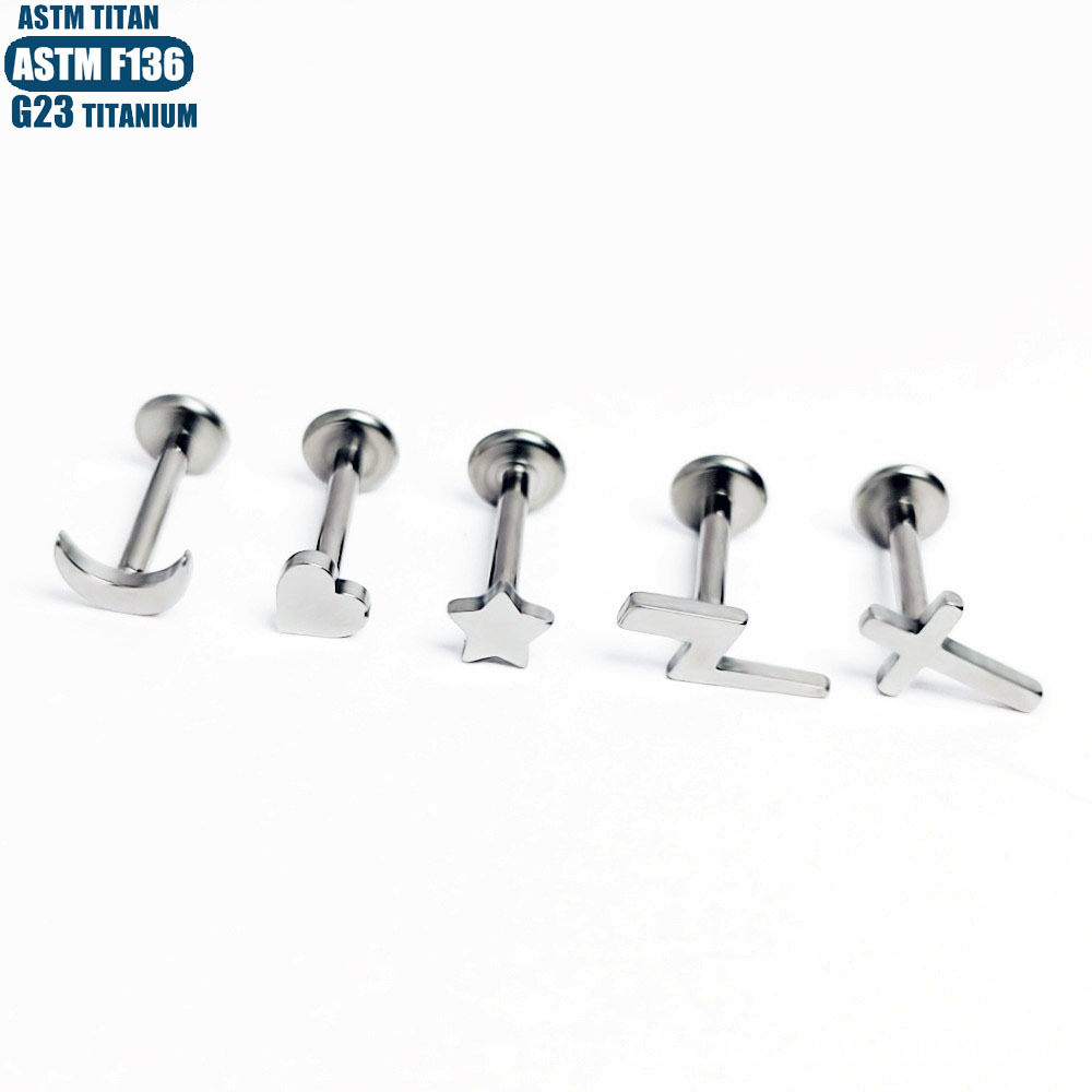 16G labret stud size and finish detail