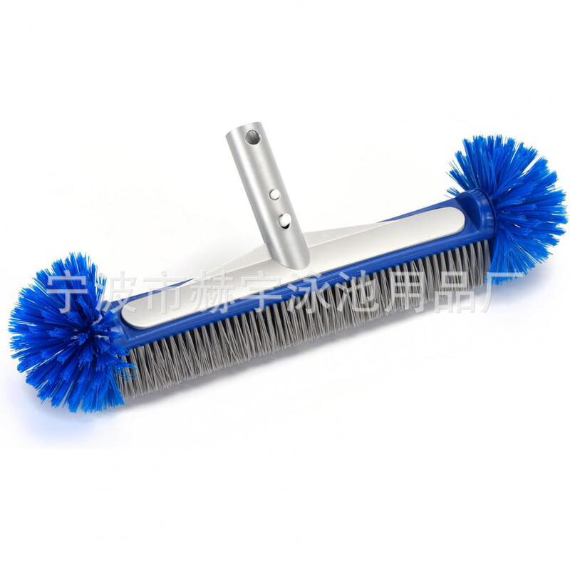 Factory Direct Supply Special Swimming Pool Cleaning Brush Blue Swimming Pool Brush Aluminum Alloy Back Universal Handle Corner Brush