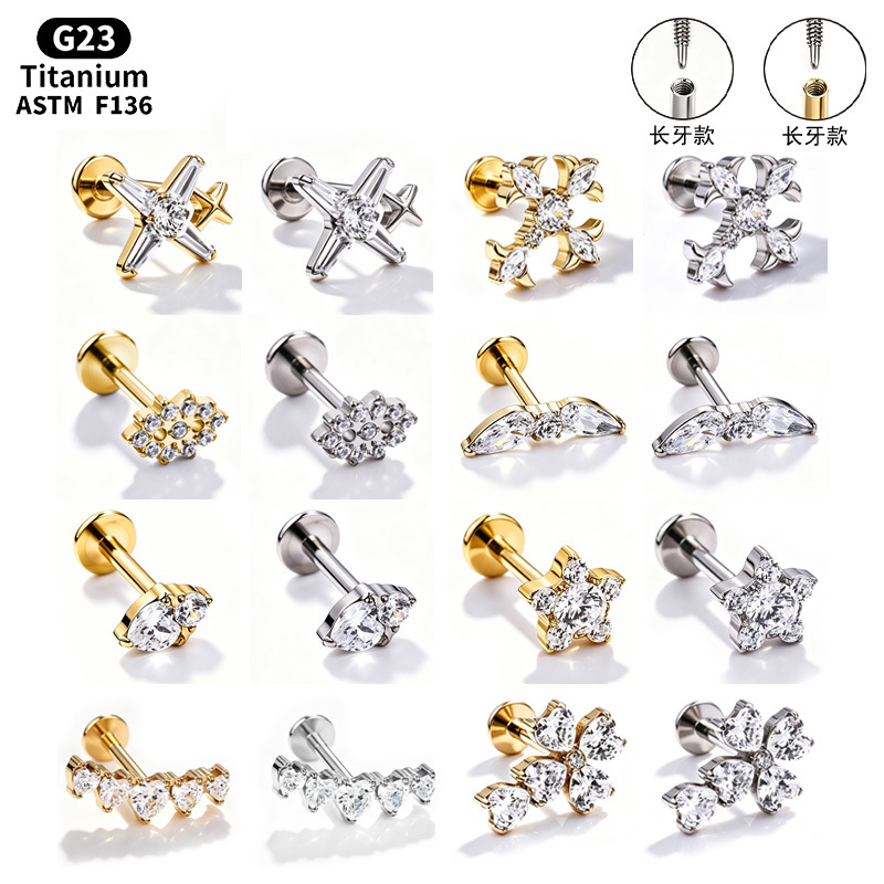 Labret stud lip piercing jewelry styling detail