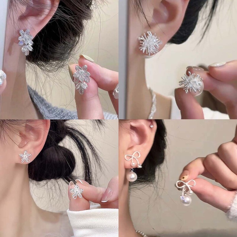Silver Exquisite Earrings, Accessible Luxury and High-End Earrings for Women, Niche Design, Fashionable, Simple and Versatile, Elegant Earrings with Silver Needles