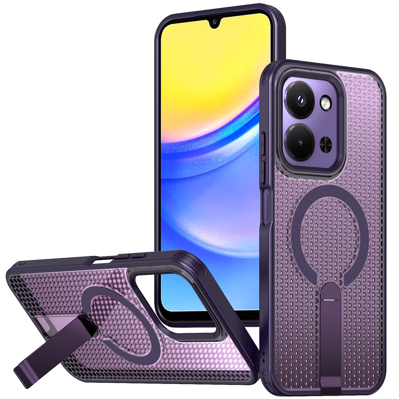 适用红米15C手机壳A50logo蜂窝散热K80磁吸竖向支架13手机保护套|undefined
