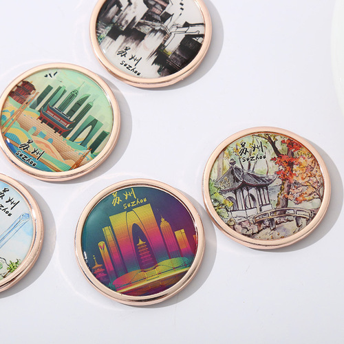 Suzhou City National Trend Refrigerator Magnet Metal Cultural and Creative Tourism Souvenir Scenic Area Travel Souvenir Magnet Wholesale