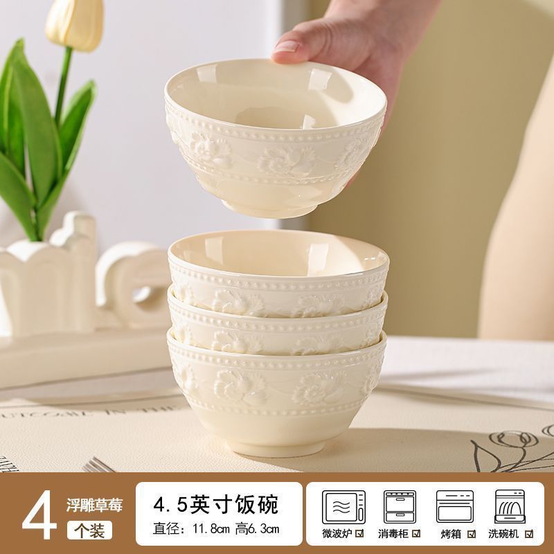 Relieve fresas platos set sopa platos simple platos set de alta temperatura esmaltado cuenco de cerámica de color cuenco de fideos domésticos image 6