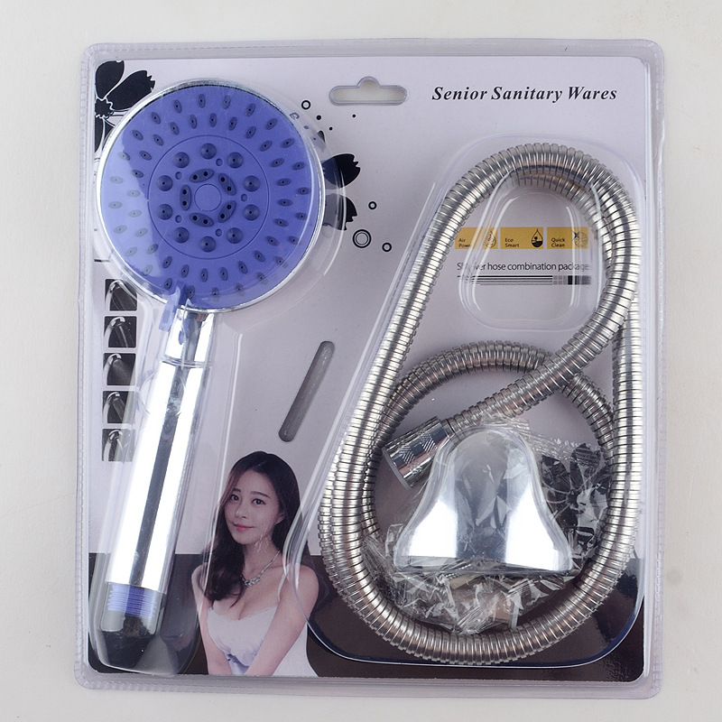 Five-speed pressurized showerhead, no-hole bracket, shower head hose, three-piece set, large water outlet filter showerhead undefined