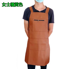 Zipper waterproof leather apron for men and women with multi-pocket hanging shoulder straps oil-proof new fashion housework household apron manufacturer