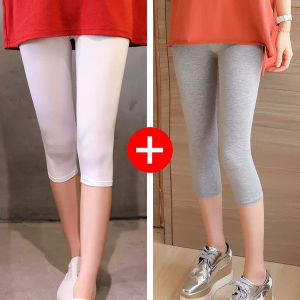 White + light gray [QF08 cropped pants]
