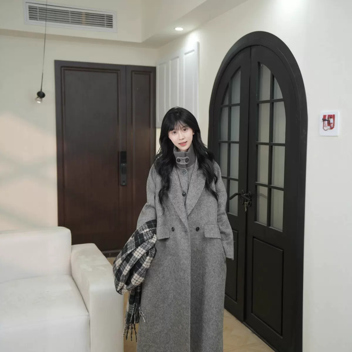 双面羊毛大衣马甲两件套装休闲中长款韩版气质百搭显瘦春秋冬新款