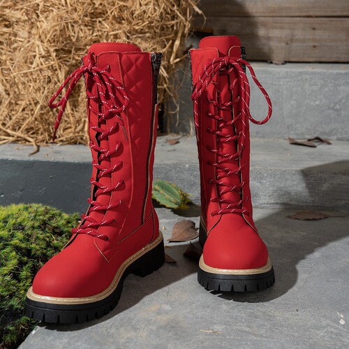 Women's winter new arrival lined slip-on mid-calf boots with thick soles and platform Martin boots in large sizes