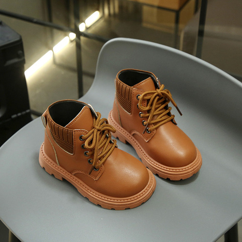 Autumn/Winter New Children's Boots Kids Martin Boots Boys British Fashion Leather Boots Girls Short Boots Baby Shoes Wholesale