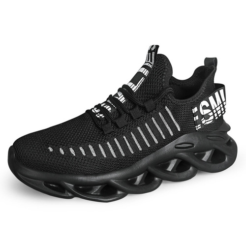 Men's Breathable Flyknit Sports Shoes for Autumn 2025, Knit Men's Shoes with Interlocking Sole, Hollowed-Out Thick Sole, Large Size Casual Shoes