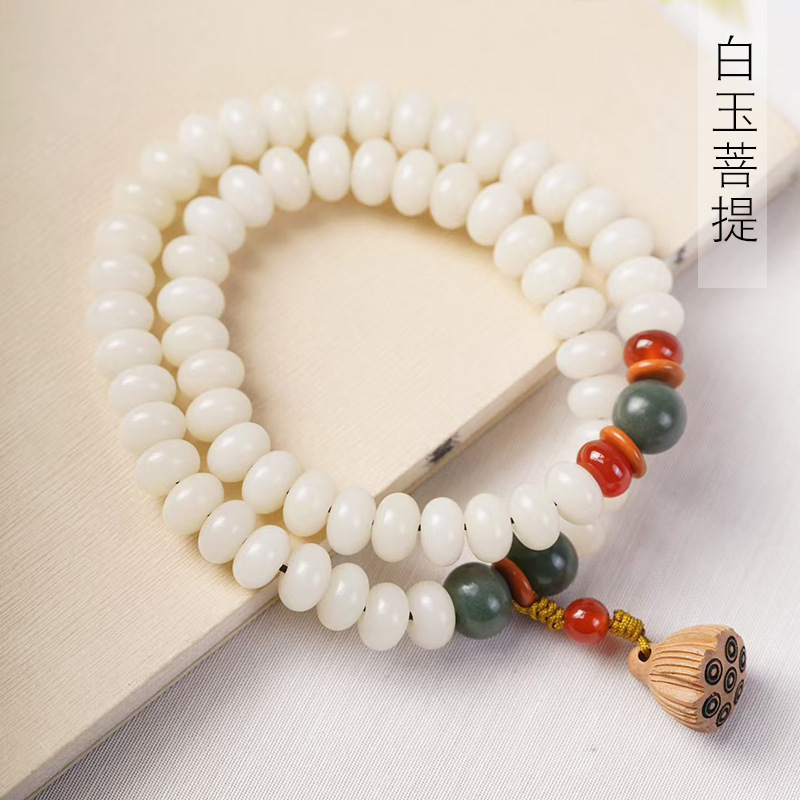 White jade bodhi DIY jade bracelet specifications 6 x 9 men's and women's literary play decorative beads jewelry manufacturers wholesale