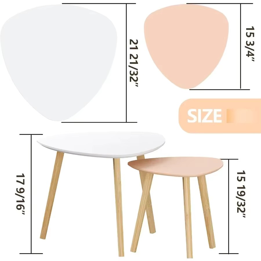 Moderno minimalista tabla de té triangular anidada de bambú set 2 mesa de café sala de estar muebles para el hogar