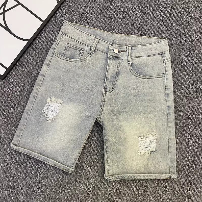 Heavyweight Men's Distressed Jeans With Whiskered Washed Finish_voghion.com