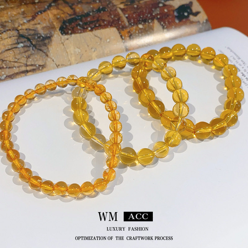 Lucky Citrine Pulsera ajustable Pulsera de temperamento retro simple y versátil Pulsera de lujo ligero, joyería de moda de alta gama para mujer