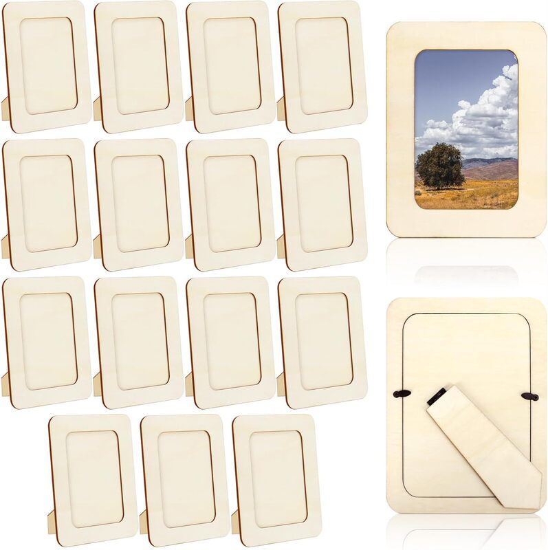 Wooden Blank Photo Frame Children's DIY Photo Frame Cream Clay Picture Frame Corner Support 3D Photo Frame Material Kit