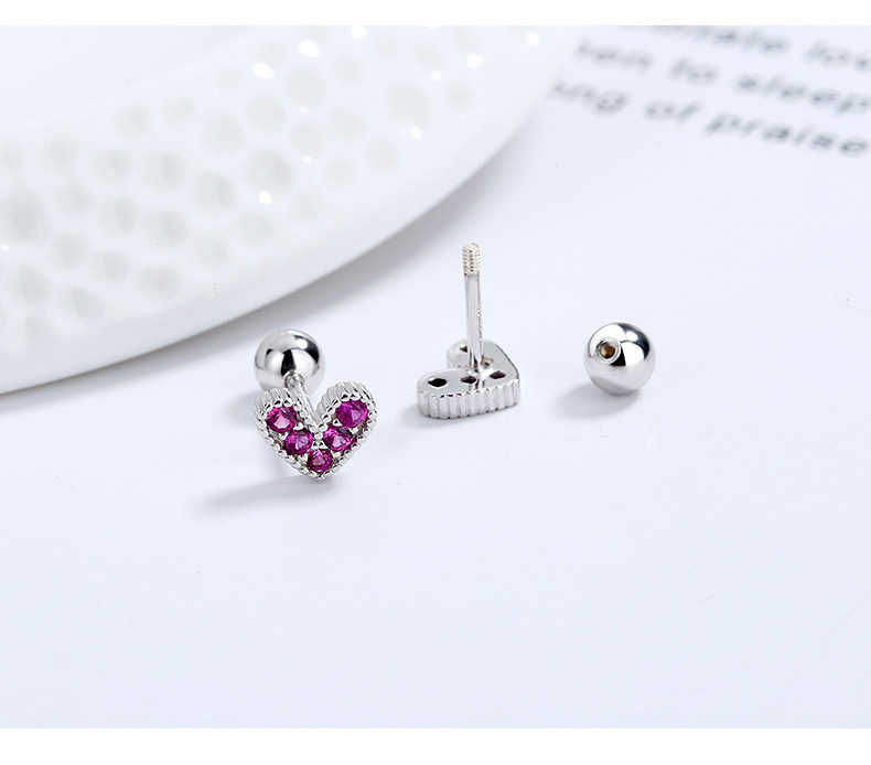 Screw Backs Ear Cap Type 1 Pair Quantity Holiday, Daily Occasion 925 Sterling Silver Material 1 Pair 925 Sterling Silver Zircon 925 Sterling Silver Earrings Heart Shape Screw Backs Small Stud Earrings