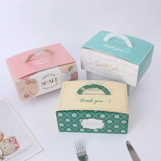 定制彩印烘焙蛋糕盒切块慕斯蛋糕打包盒甜品店西点蛋卷手提包装盒