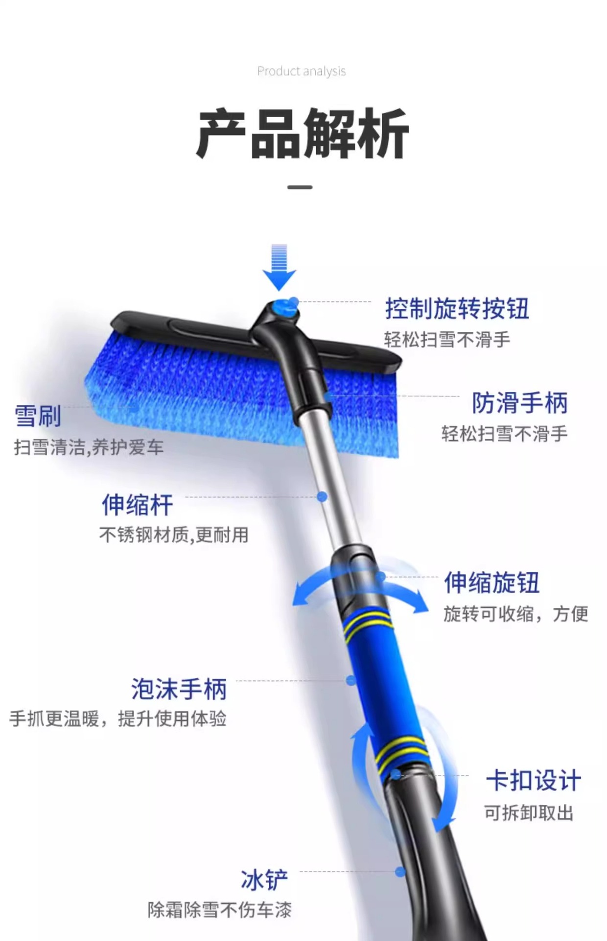 Car-mounted snow shovel car defrosting winter snow removal artifact snow sweeping tool ice removal shovel glass car shovel snow scraping