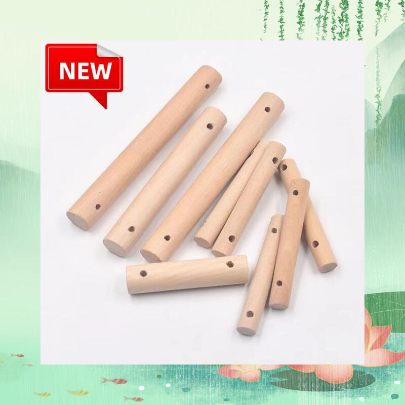 Round Wood Pine Punched Small Stick Parrot Chinchilla Hamster Suspension Bridge Swing Bird Pet Toy Stairs Handmade