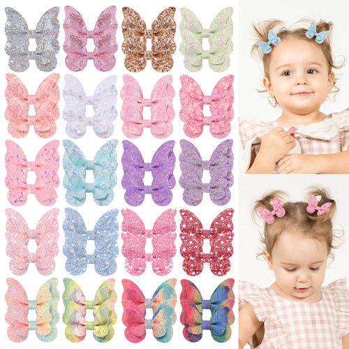 Amazon Children's Butterfly Bow Hair Clip Gradient Sparkling Hair Pin Baby Hair Accessory Infant Headwear 4017