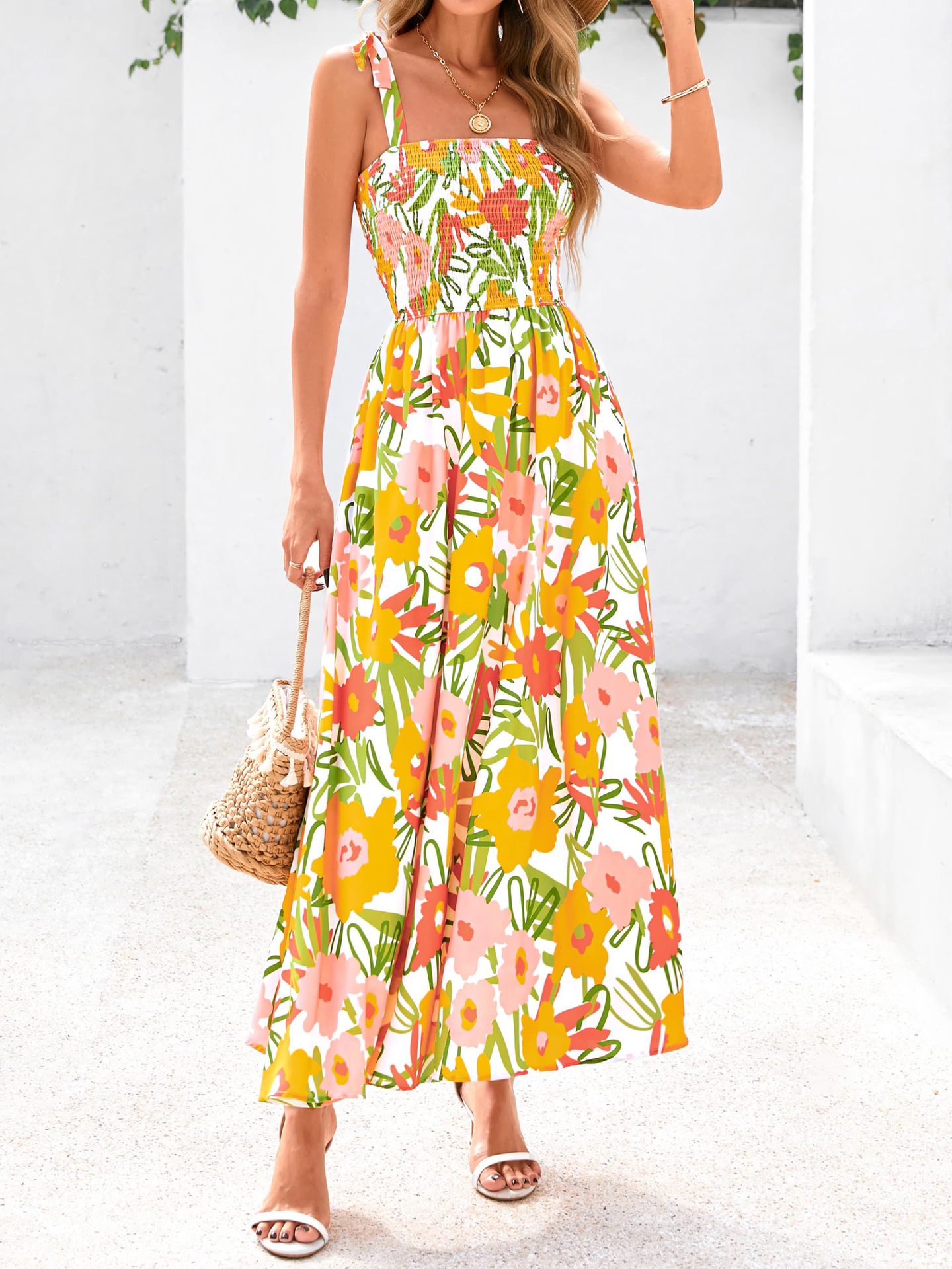 2026 Summer Commute Style Women Sleeveless Printed Long Camisole Dress_ecoleips.com
