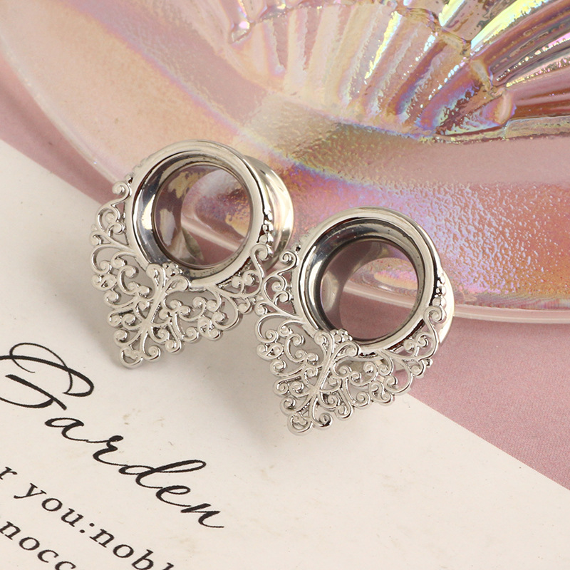 Retro Leaf Crown Stainless Steel Ear Expander Ear Gauges 16mm Rose Gold Ear Piercing Jewelry detail image 7